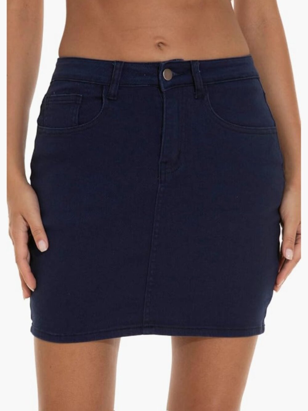 Navy Blue Stretchy Denim Skirt